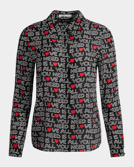 All You Need Is Love Willa Silk Shirt, The Beatles × Alice + Olivia