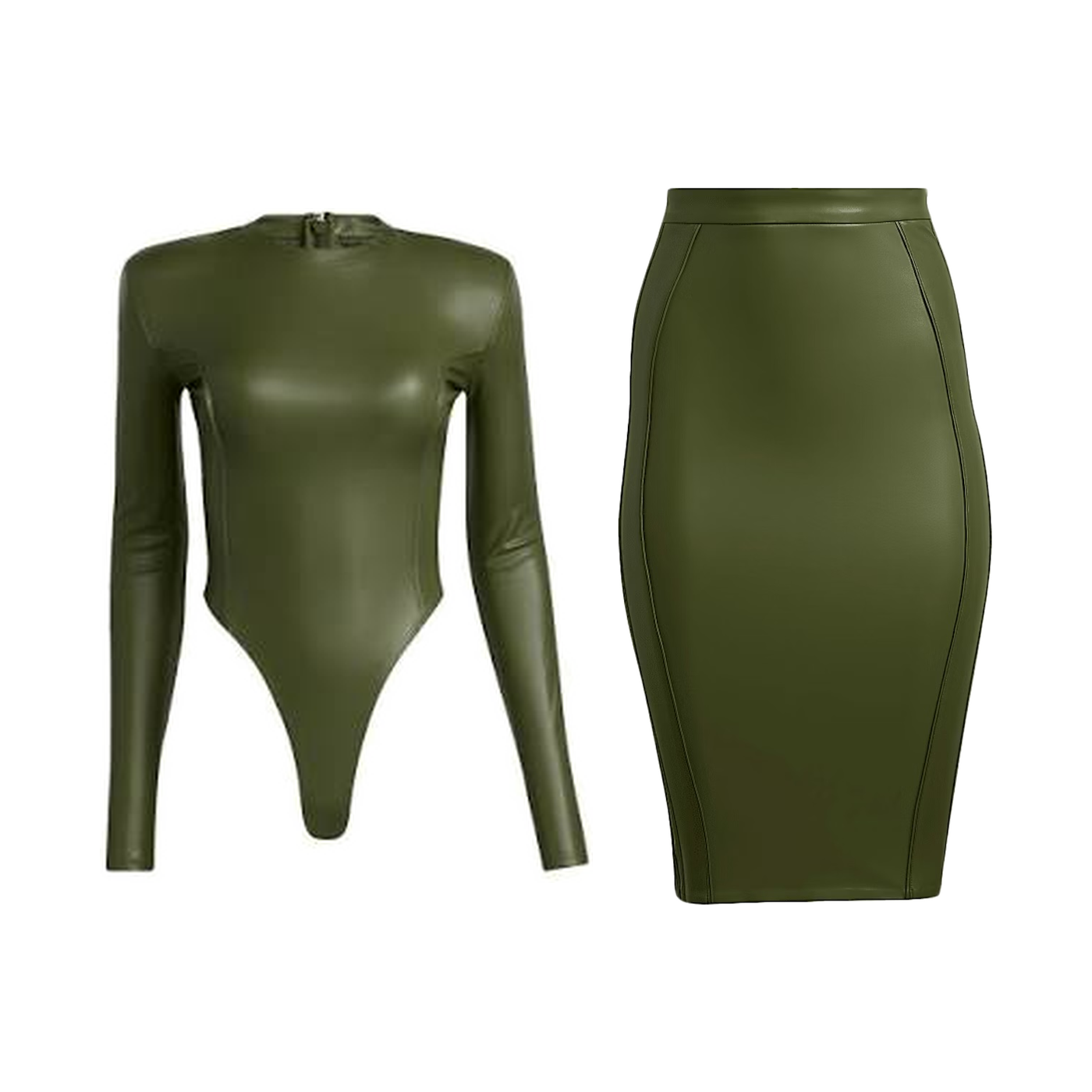 Halls of Ivy Faux Leather Bodysuit & Skirt Set, Beyoncé × Adidas