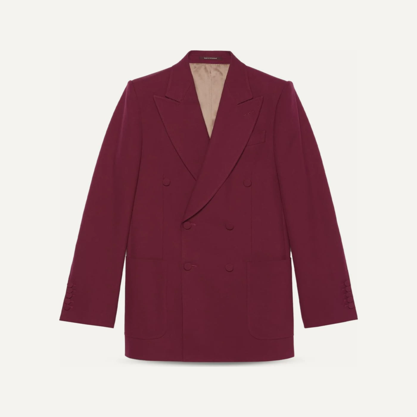 Double-Breasted Burgundy Wool Blazer