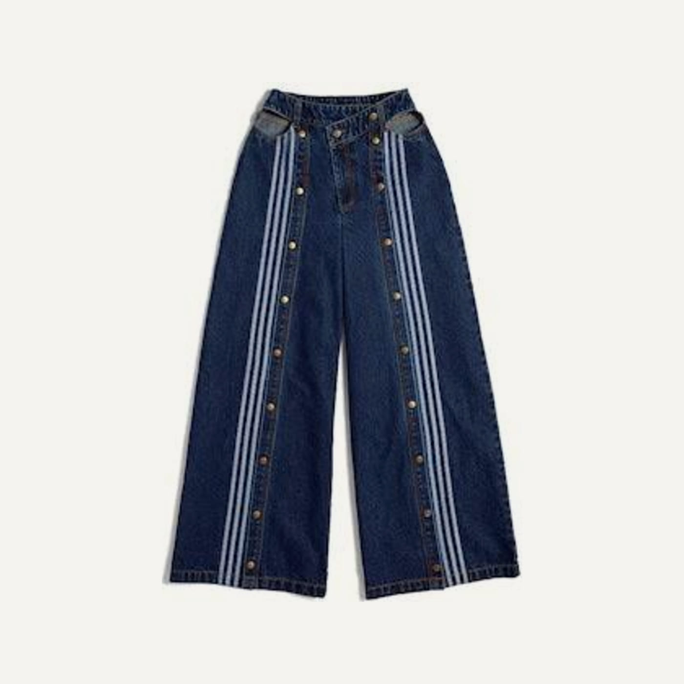 Rodeo Denim Wide-Leg Snap Pants