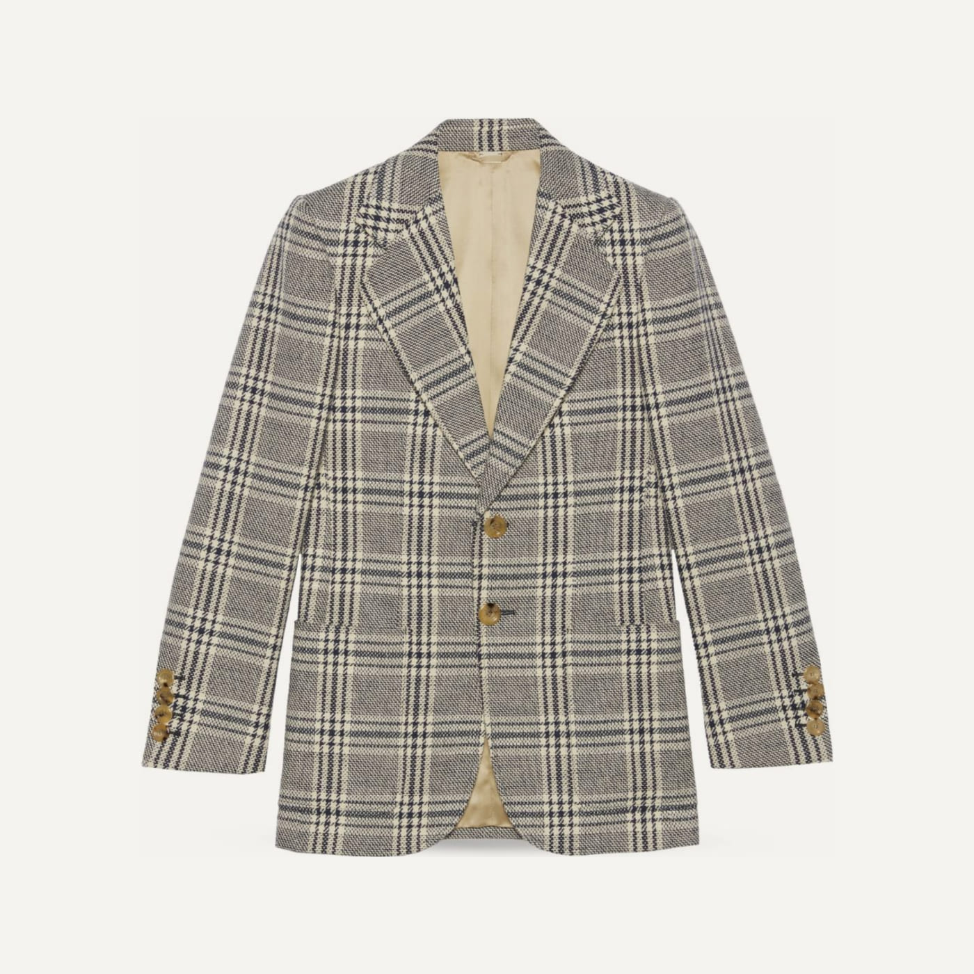 Grey Glen-Check Linen Blazer, Harry Styles × Gucci