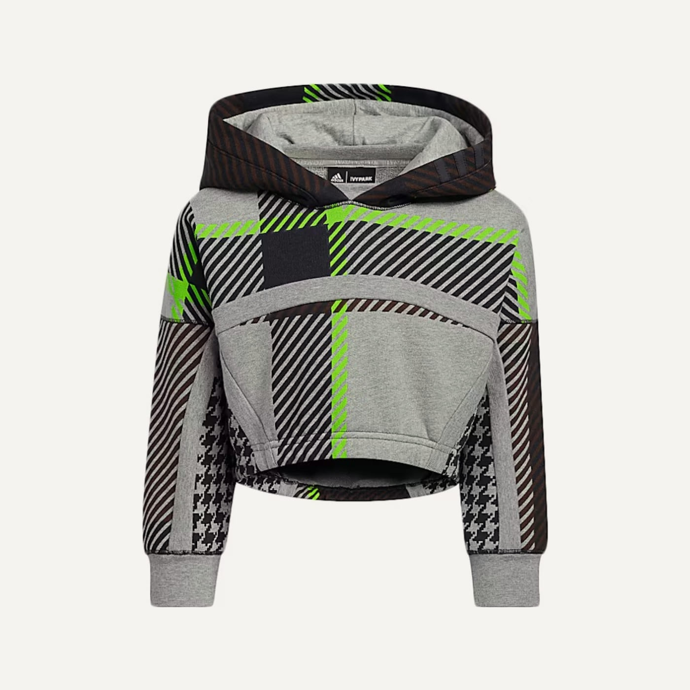 Halls of Ivy Plaid Crop Hoodie