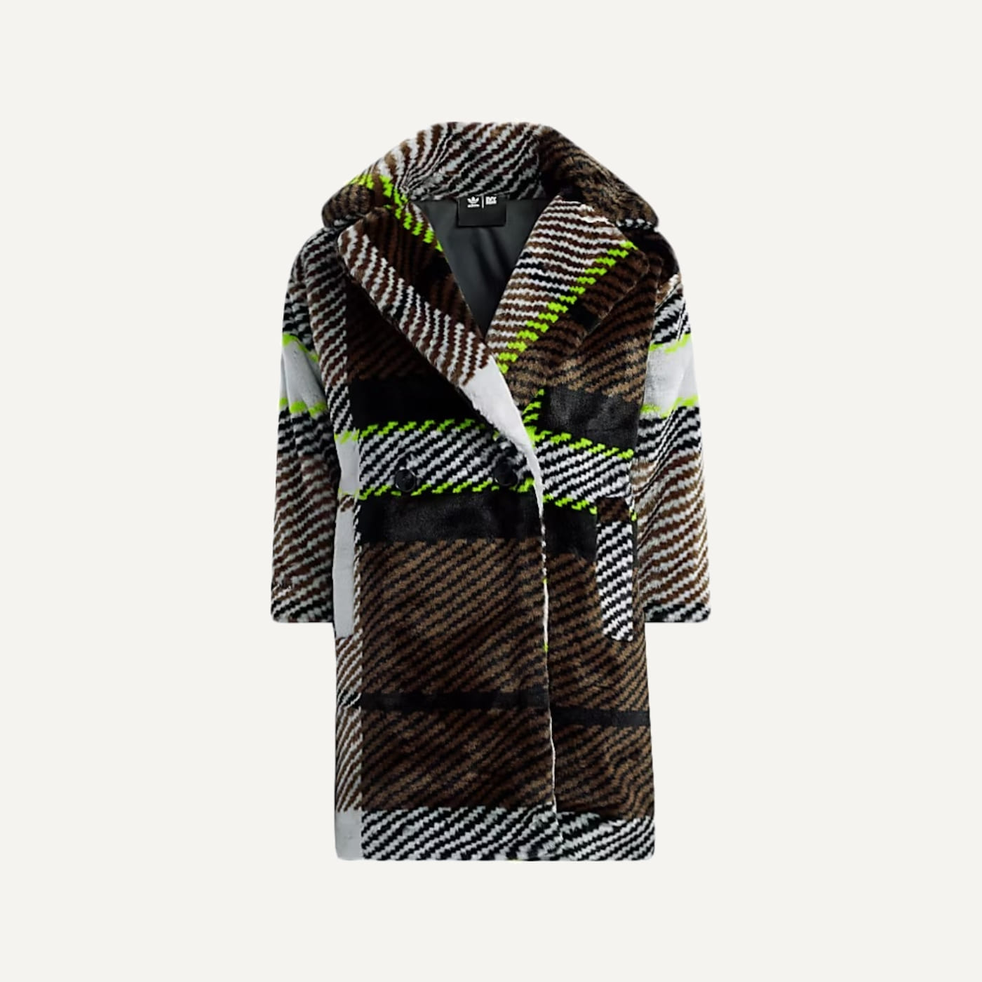 Halls of Ivy Plaid Faux Fur Coat