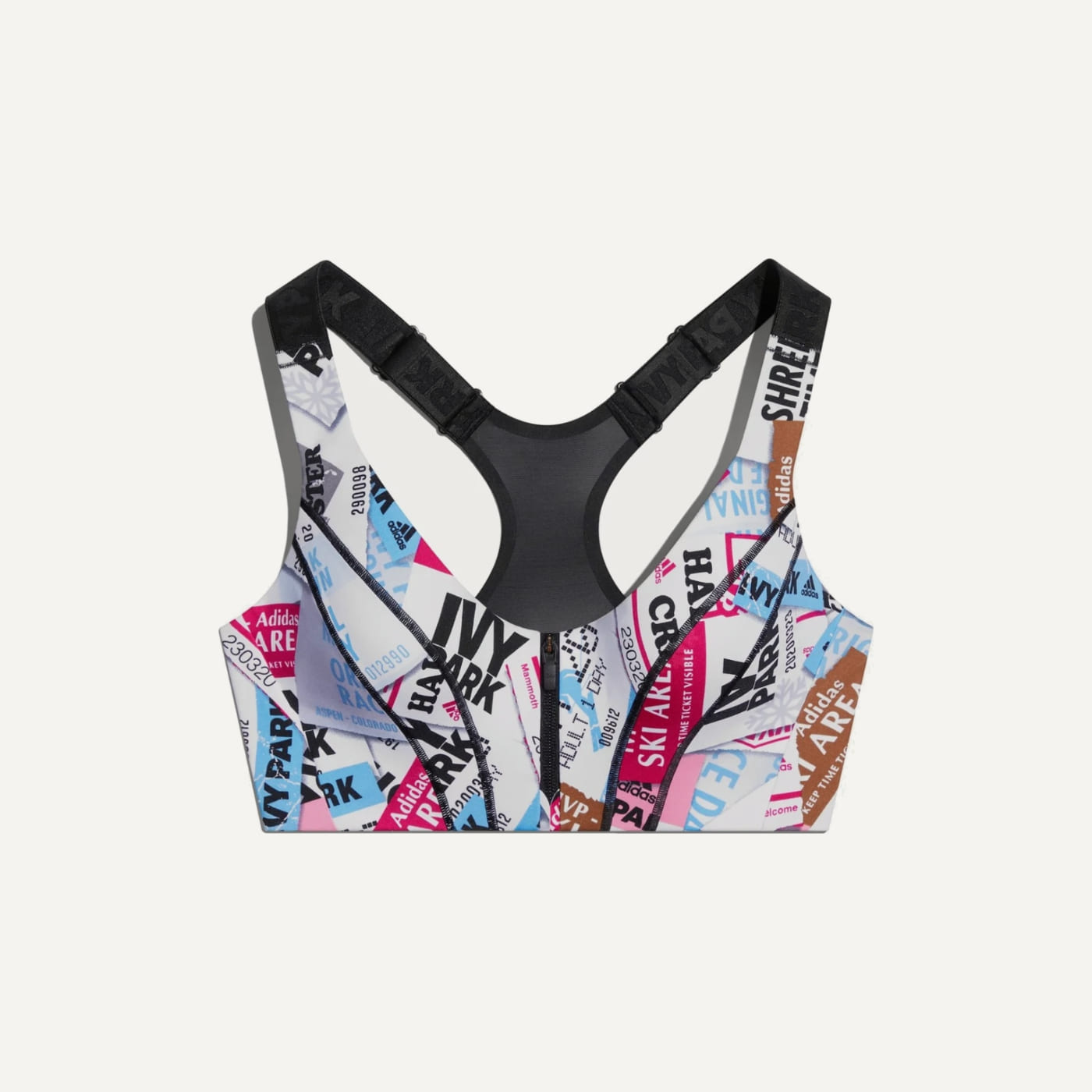 Icy Park Ski Tag Zip Sports Bra