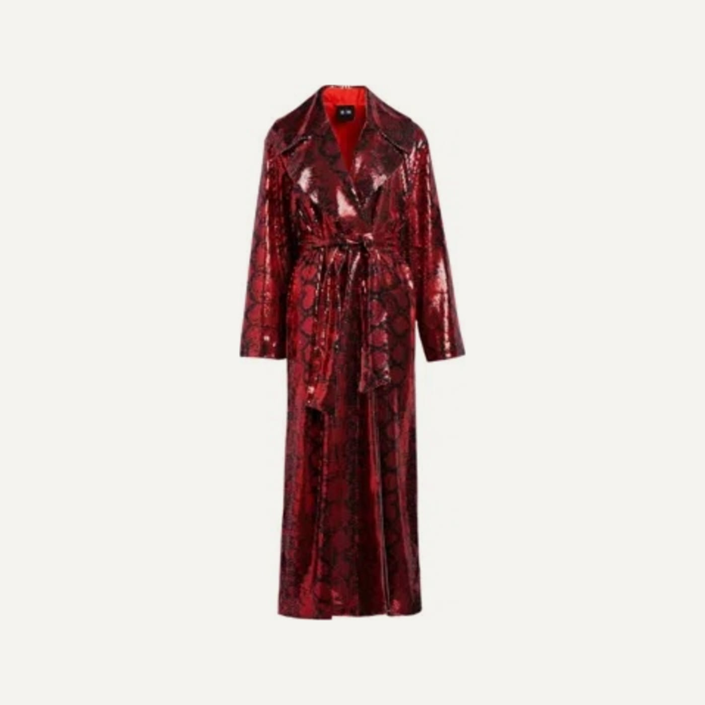 Ivy Heart Snakeskin-Print Sequin Trench