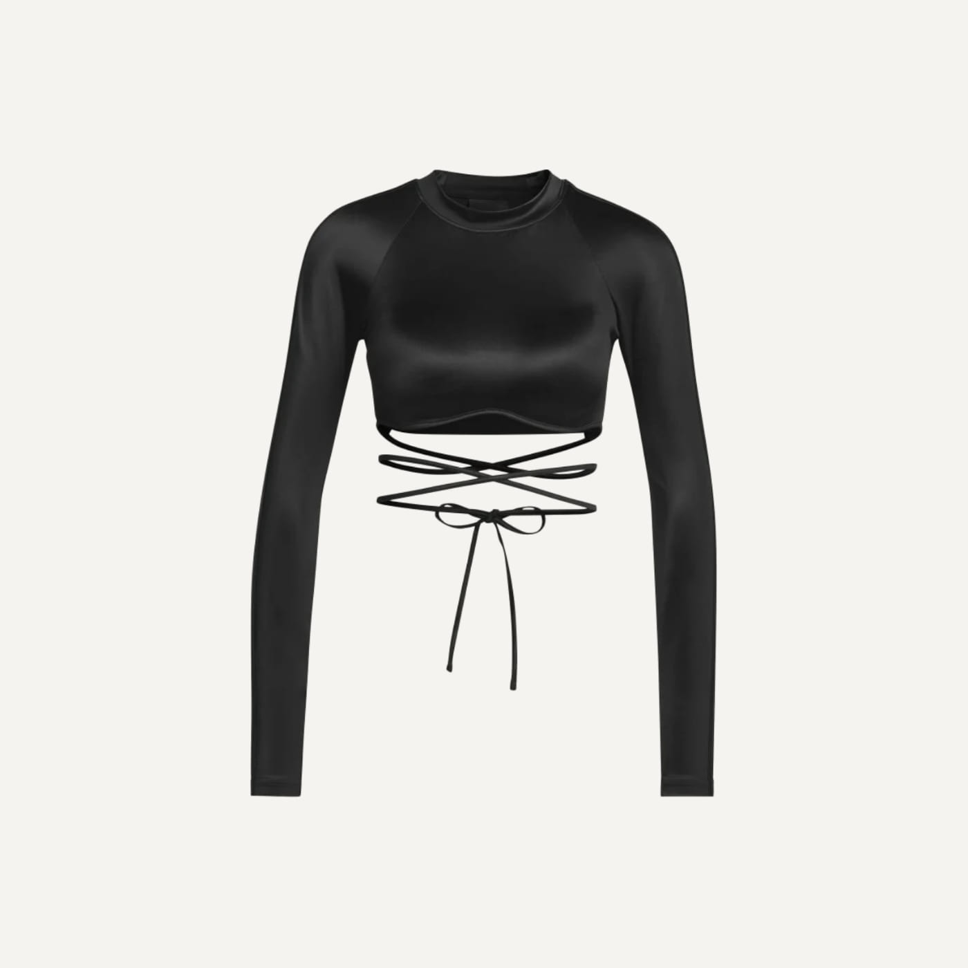 Park Noir Shiny Long Sleeve Crop Top