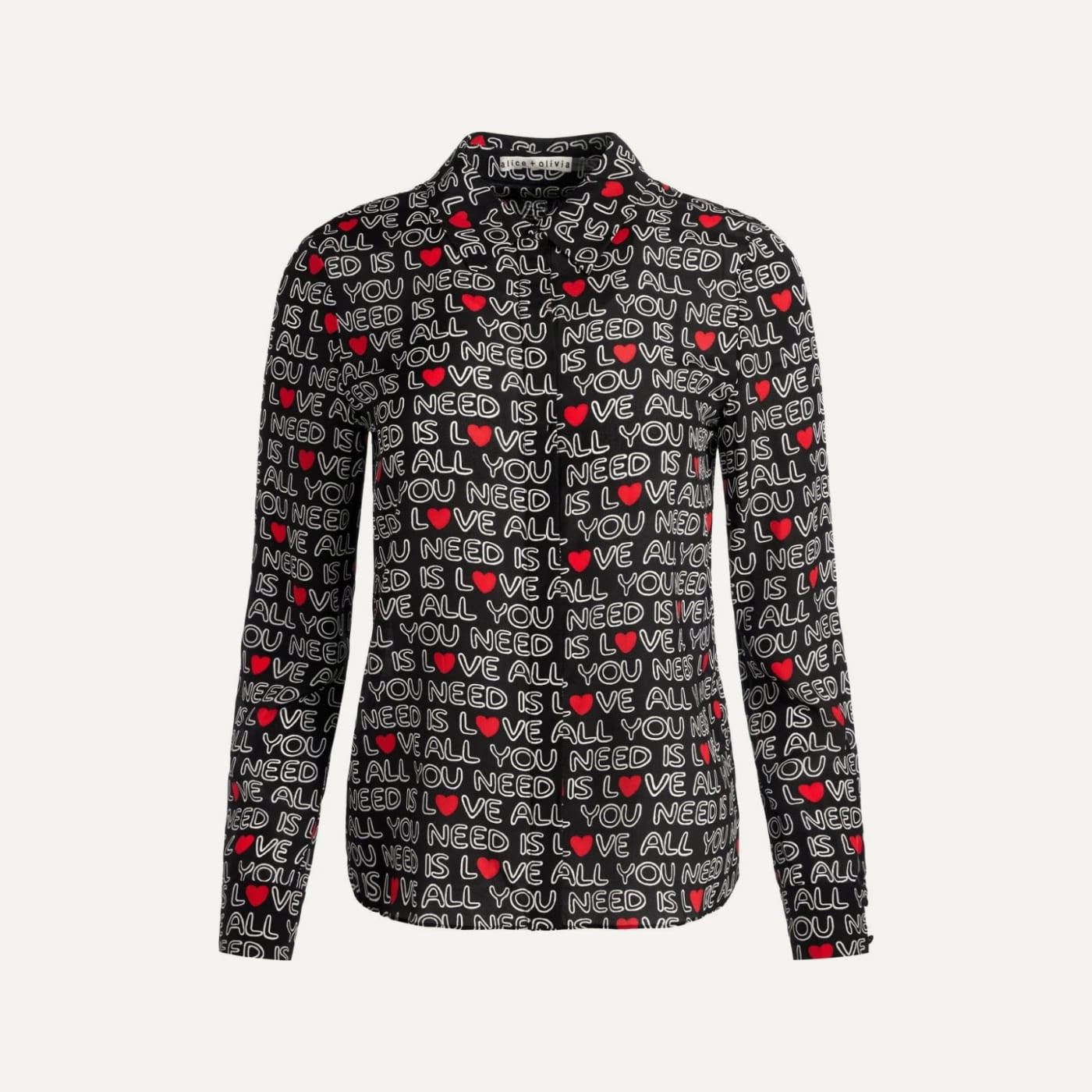 All You Need Is Love Willa Silk Shirt, The Beatles × Alice + Olivia